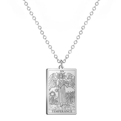 Dainty Tarot Card Necklace | Laser Engraved Major Arcana Stainless Steel Pendants For Esoteric Women | Apollo Tarot