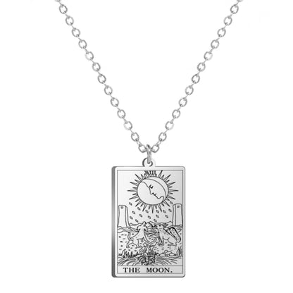 Dainty Tarot Card Necklace | Laser Engraved Major Arcana Stainless Steel Pendants For Esoteric Women | Apollo Tarot