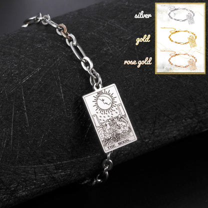 Bracelets With Tarot Card Charms, Stainless Steel Wrist Pendants Of All The 22 Rider-Waite-Smith Major Arcana Divination Cards, Esoteric Jewelry Gift For Spiritual Women | Apollo Tarot