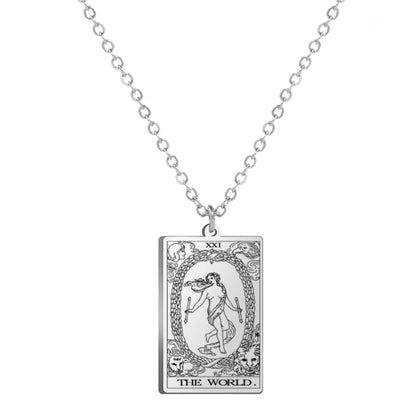 Dainty Tarot Card Necklace | Laser Engraved Major Arcana Stainless Steel Pendants For Esoteric Women | Apollo Tarot