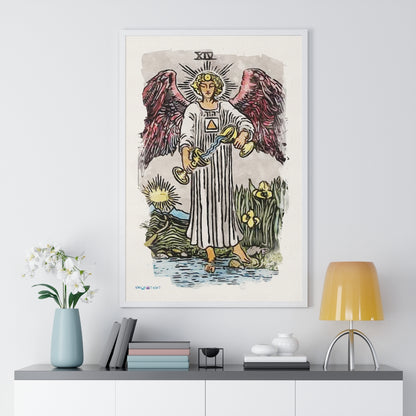 Watercolor of The Temperance Tarot Card Framed Poster | Apollo Tarot