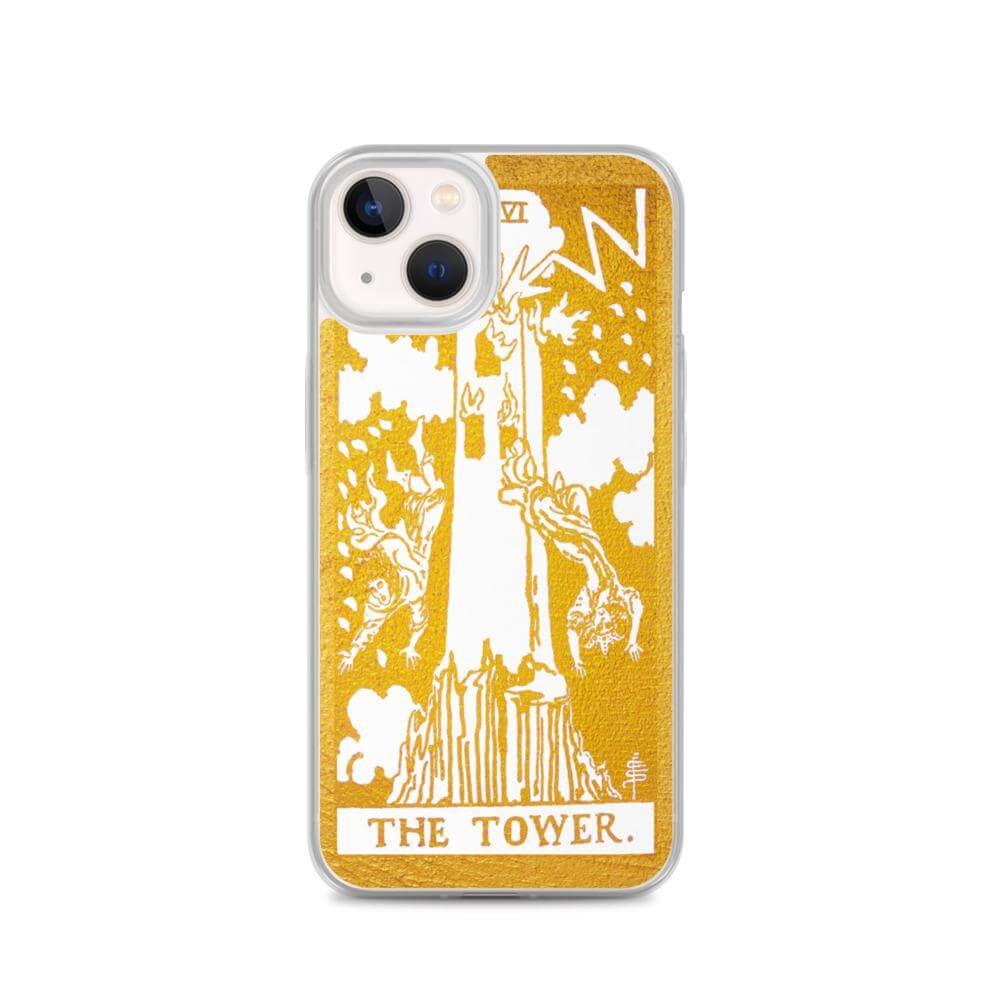 The Tower -  Tarot Card iPhone Case (Golden / White) - Image #18