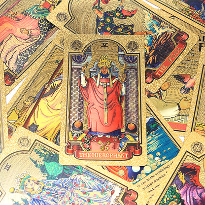 Gold Foil Tarot Deck | Premium Luxury Holographic Divination Cards | Best Tarot Deck For Beginners | Apollo Tarot