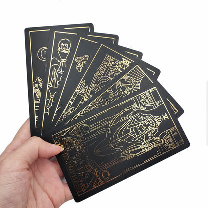 Gilded Universal Waite Tarot Deck, Black & Gold Lined Divination Cards, Gold Foil Neo Rider Black Golden Edition | Apollo Tarot