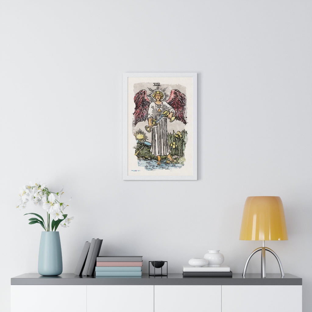 Watercolor of The Temperance Tarot Card Framed Poster | Apollo Tarot