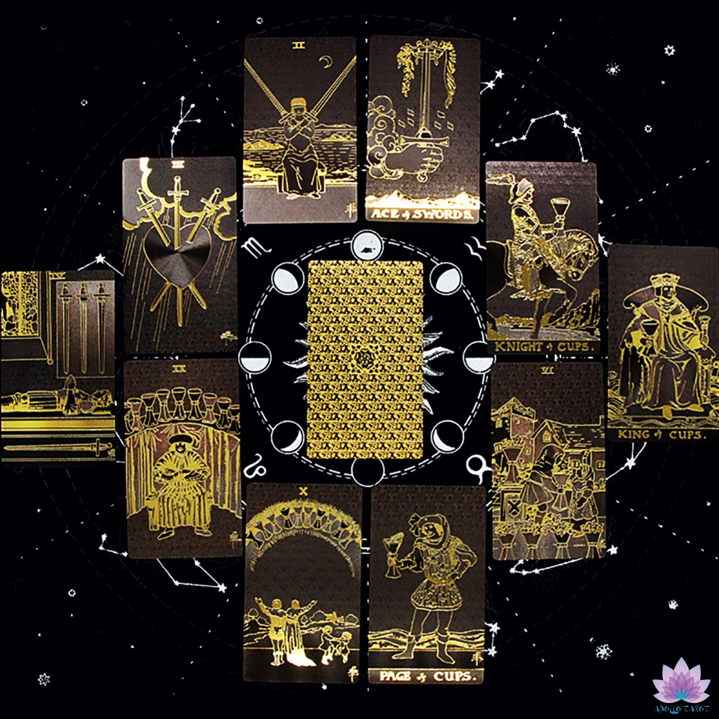 Black & Gold Foil Tarot Deck | Rider-Waite-Smith Remastered Cards For Beginner Tarot Readers | Premium Gift Box With English Guidebook | Apollo Tarot