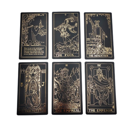 Gilded Universal Waite Tarot Deck, Black & Gold Lined Divination Cards, Gold Foil Neo Rider Black Golden Edition | Apollo Tarot