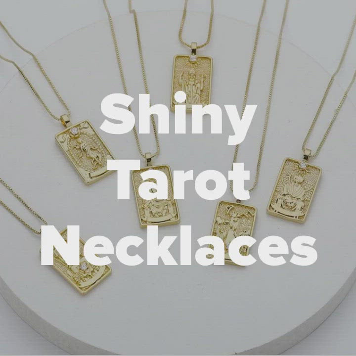Tarot Necklace | Golden Tarot Card Pendant