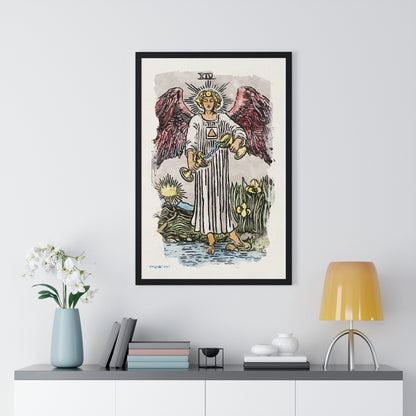 Watercolor of The Temperance Tarot Card Framed Poster | Apollo Tarot