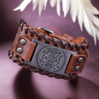 shopArchangel Michael Sigil Bracelet • Angelology Solomon Magick Leather Accessory For Men • Apollo Tarot Spiritual Apparel 