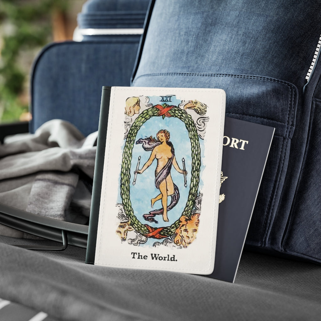 Passport Cover Of The World Tarot Card | Faux Leather Major Arcana Gift For Travelers | Apollo Tarot