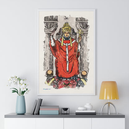 Watercolor of The Hierophant Tarot Card Framed Poster | Apollo Tarot