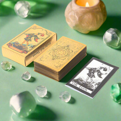 Gold Foil Tarot Deck | Premium Luxury Holographic Divination Cards | Best Tarot Deck For Beginners | Apollo Tarot