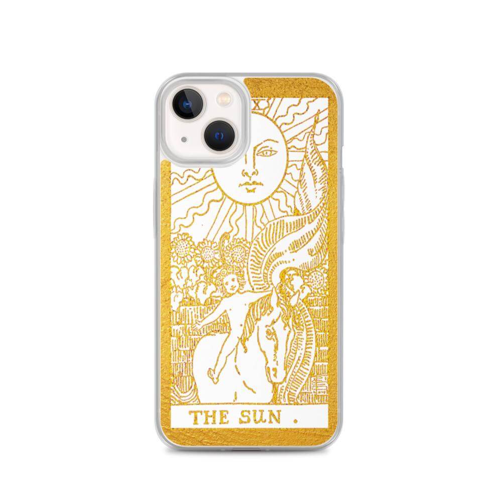 The Sun -  Tarot Card iPhone Case (Golden / White) - Image #18