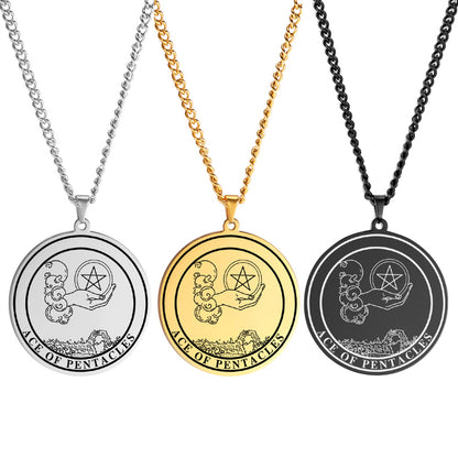 Tarot Card Necklace | Suit of Pentacles Pendants | Spiritual Jewelry For Witchy Men and Women | Apollo Tarot Shop
