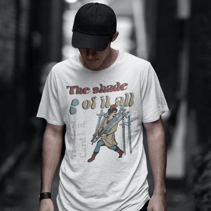 The Shade Of It All x 7 Of Swords Tarot Card T-Shirt | Apollo Tarot Shop