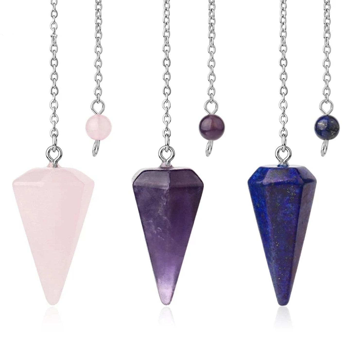 Healing Crystal Pendulum for Divination Dowsing Readings | Pink Quartz Pendulums Of Natural Gemstones For Fortune Telling | Apollo Tarot Shop