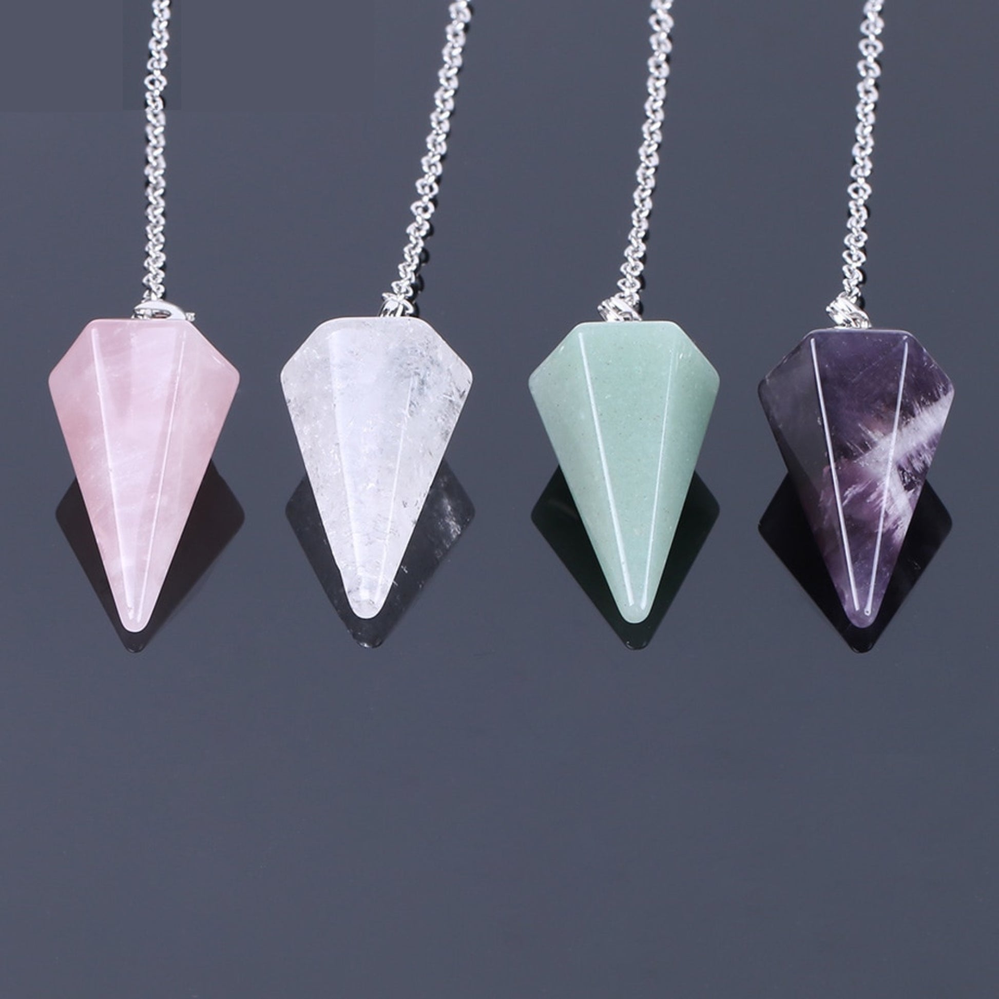 Healing Crystal Pendulum for Divination Dowsing Readings | Pink Quartz Pendulums Of Natural Gemstones For Fortune Telling | Apollo Tarot Shop