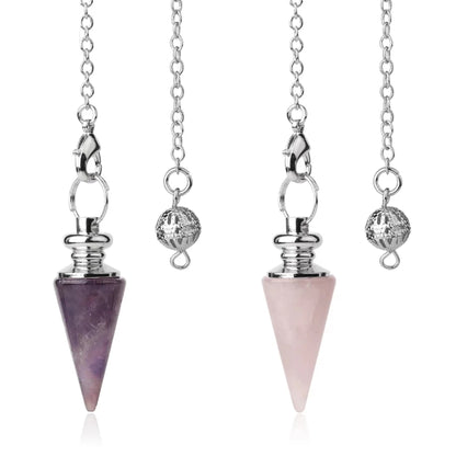 Healing Crystal Pendulum for Divination Dowsing Readings | Pink Quartz Pendulums Of Natural Gemstones For Fortune Telling | Apollo Tarot Shop