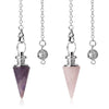 Load and play video in Gallery viewer, Healing Crystal Pendulum for Divination Dowsing Readings | Pink Quartz Pendulums Of Natural Gemstones For Fortune Telling | Apollo Tarot Shop