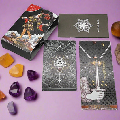 Black Or Pink Gold Foil Tarot Deck W/ English Guidebook For Beginner Divination Witches • Apollo Tarot Shop