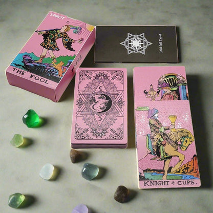 Black Or Pink Gold Foil Tarot Deck W/ English Guidebook For Beginner Divination Witches • Apollo Tarot Shop