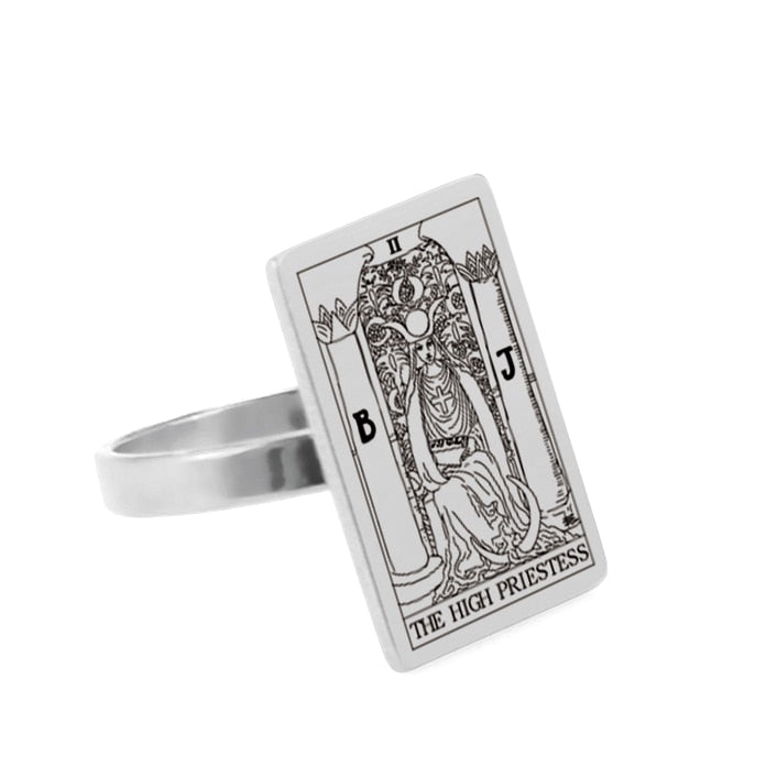 Tarot Card Ring | Silver & Gold Charms Of Major Arcana Cards | Extra Small Size | Apollo Tarot Shop