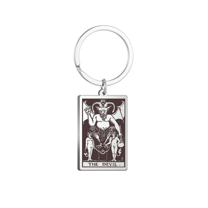 Tarot Card Keychains | All 78 Major & Minor Arcana Tarot Cards RWS Charm | Silver Color Stainless Steel Spiritual Amulet Keyring