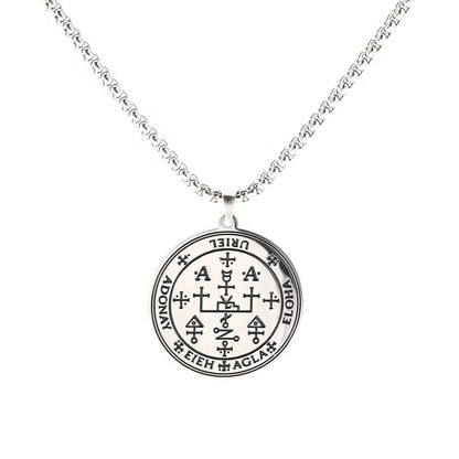 Archangel Sigil Necklaces | Angel Magick Talisman Enochian Amulet | Stainless Steel Long Chain Round Pendants | Apollo Tarot Shop