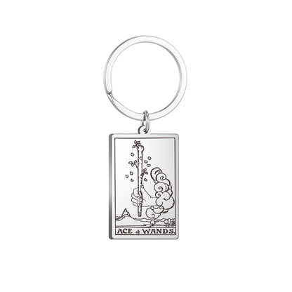 Tarot Card Keychains | All 78 Major & Minor Arcana Tarot Cards RWS Charm | Silver Color Stainless Steel Spiritual Amulet Keyring