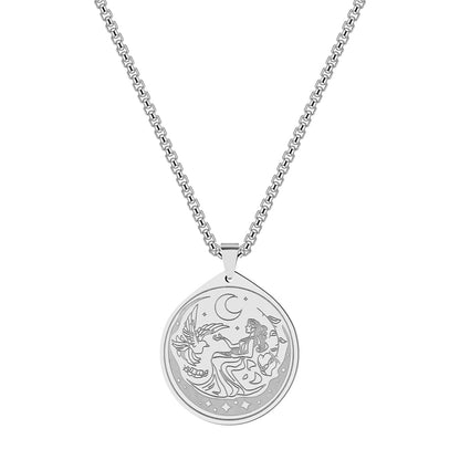 Selene Goddess Necklace | Greek Mythology Deity Of The Moon Statement Jewelry | Stainless Steel Pagan Worship Pendant | Apollo Tarot Jewelry Shop