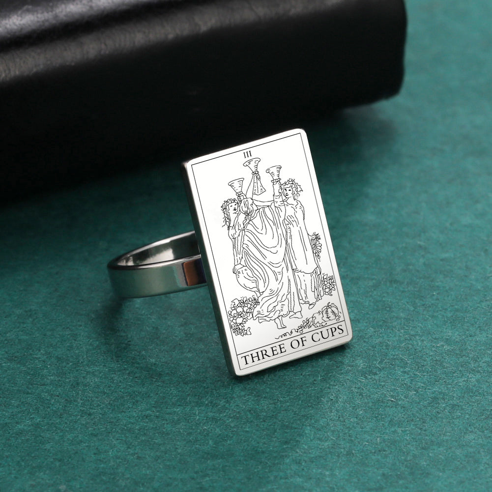 Tarot Card Ring - Silver | Suit of Cups Charms | Esoteric Occult Jewelry