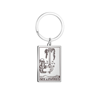 Tarot Card Keychains | All 78 Major & Minor Arcana Tarot Cards RWS Charm | Silver Color Stainless Steel Spiritual Amulet Keyring