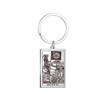 Tarot Card Keychains | All 78 Major & Minor Arcana Tarot Cards RWS Charm | Silver Color Stainless Steel Spiritual Amulet Keyring