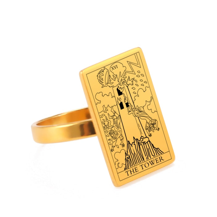 Tarot Card Ring | Silver & Gold Charms Of Major Arcana Cards | Extra Small Size | Apollo Tarot Shop