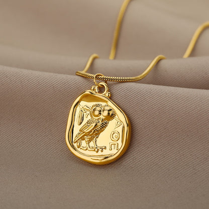 Athena Owl Coin Necklace | Ancient Greek Tetradrachm Choker | Athenian AOE Letters Carved Pendant | Freedom Jewelry Amulet | Apollo Tarot Shop