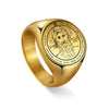Key Of Solomon Pentacle Amulet Ring | Sigil Magick Talisman Jewelry | Sizes 11 & 12 Gold Plated Stainless Steel Rings | Apollo Tarot Jewelry Shop