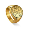 Key Of Solomon Pentacle Amulet Ring | Sigil Magick Talisman Jewelry | Sizes 9 & 10 Gold Plated Stainless Steel Rings | Apollo Tarot Shop