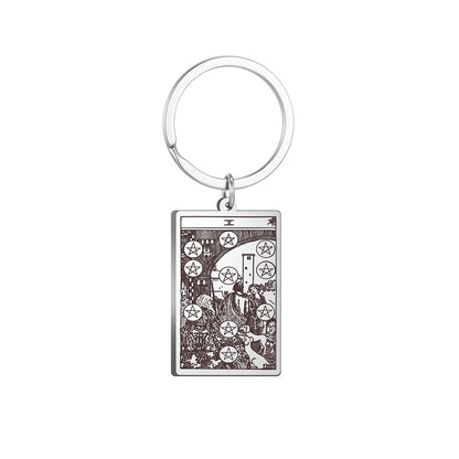 Tarot Card Keychains | All 78 Major & Minor Arcana Tarot Cards RWS Charm | Silver Color Stainless Steel Spiritual Amulet Keyring