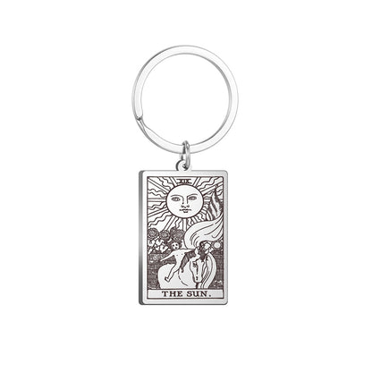 Tarot Card Keychains | All 78 Major & Minor Arcana Tarot Cards RWS Charm | Silver Color Stainless Steel Spiritual Amulet Keyring