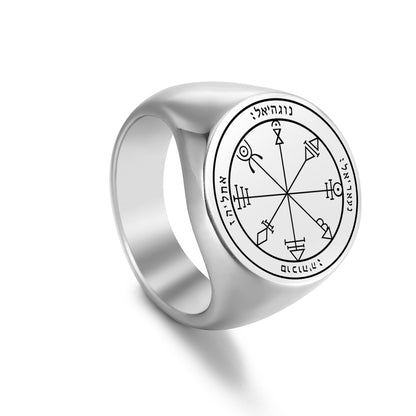 Key Of Solomon's Pentacle Amulet Ring | Sigil Magick Talisman Jewelry | Sizes 9 & 10 Silver Color Rings | Apollo Tarot Shop