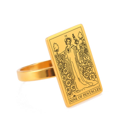 Gold Tarot Card Ring | Charms From The Suit Of Pentacles Rider-Waite-Smith Deck | Apollo Tarot