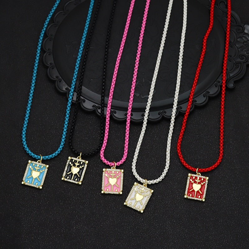 Three Of Swords Tarot Card Candy Colors Enamel Necklace|Esoteric Colorful Jewelry Gift For Spiritual Witchy Women | Apollo Tarot