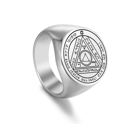 Key Of Solomon's Pentacle Amulet Ring | Sigil Magick Talisman Jewelry | Sizes 9 & 10 Silver Color Rings | Apollo Tarot Shop