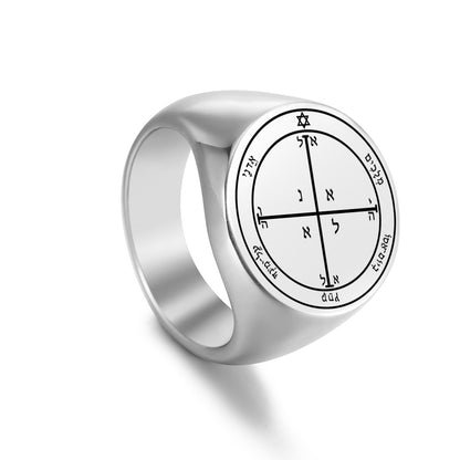 Key Of Solomon's Pentacle Amulet Ring | Sigil Magick Talisman Jewelry | Sizes 9 & 10 Silver Color Rings | Apollo Tarot Shop