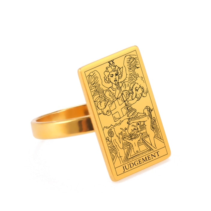 Tarot Card Ring | Silver & Gold Charms Of Major Arcana Cards | Extra Small Size | Apollo Tarot Shop