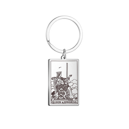 Tarot Card Keychains | All 78 Major & Minor Arcana Tarot Cards RWS Charm | Silver Color Stainless Steel Spiritual Amulet Keyring