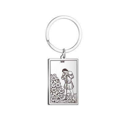 Tarot Card Keychains | All 78 Major & Minor Arcana Tarot Cards RWS Charm | Silver Color Stainless Steel Spiritual Amulet Keyring