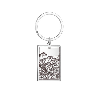 Tarot Card Keychains | All 78 Major & Minor Arcana Tarot Cards RWS Charm | Silver Color Stainless Steel Spiritual Amulet Keyring