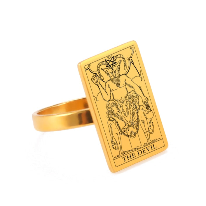 Tarot Card Ring | Silver & Gold Charms Of Major Arcana Cards | Extra Small Size | Apollo Tarot Shop